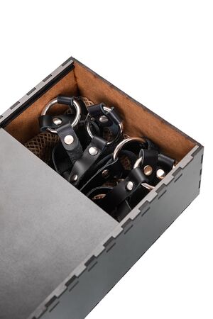 Черная кожаная портупея «Соблазн» с кольцами